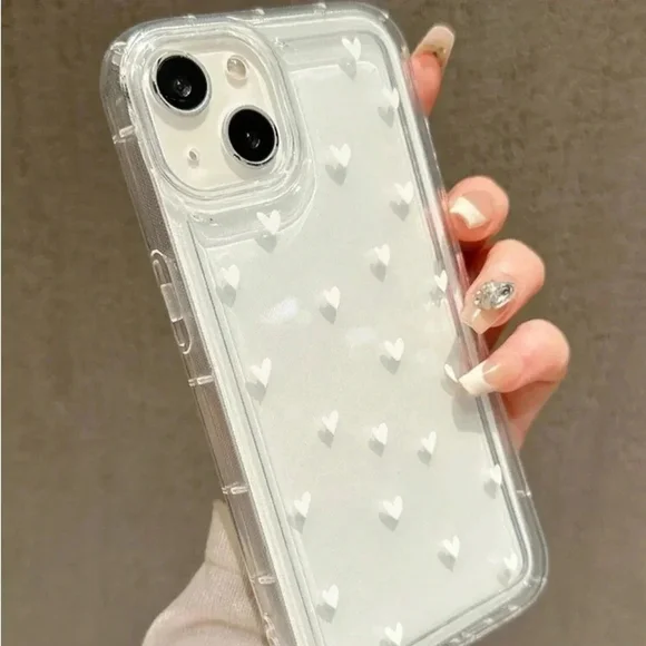 ⚠️Clearance iPhone 14/Pro/Pro Max White Hearts Phone Case SAU - Picture 1 of 4